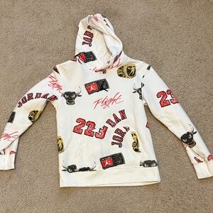 Jordan Flight Hoodie in White and Red